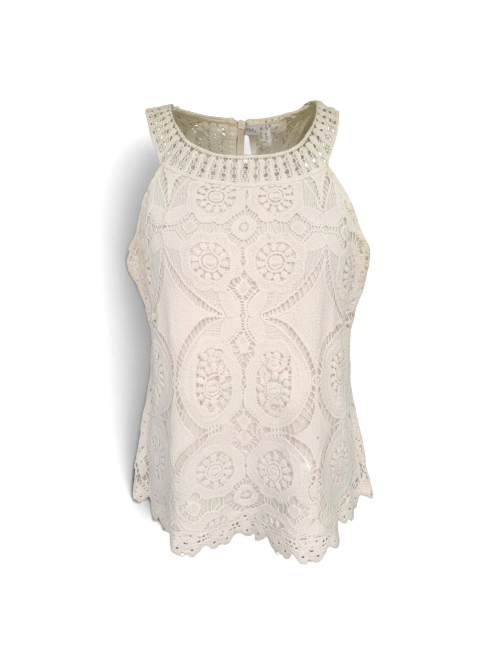 Adiva Crochet Lace Scalloped Hem Cotton Top 19.5" P2P